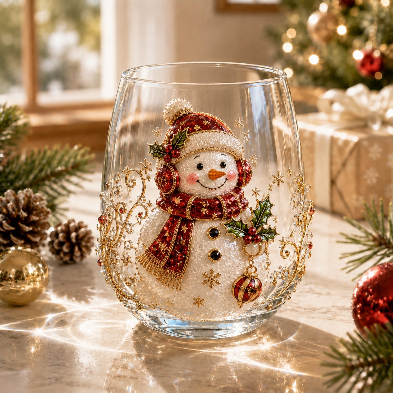 🎄✨ Christmas Glass Art Cup | Luxury Holiday Glassware for Drinks, Decor & Christmas Gifts 🎁