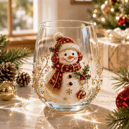 🎄✨ Christmas Glass Art Cup | Luxury Holiday Glassware for Drinks, Decor & Christmas Gifts 🎁