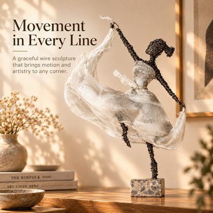 💃Wire Female Ballet Sculpture | Unique Handcrafted Art Ornament, Elegant Decor for Living Room & Art Lovers🎁