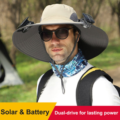 🔥Last Day Sale🔥 - Outdoor Wide Brim Sun Hat With Solar Fan