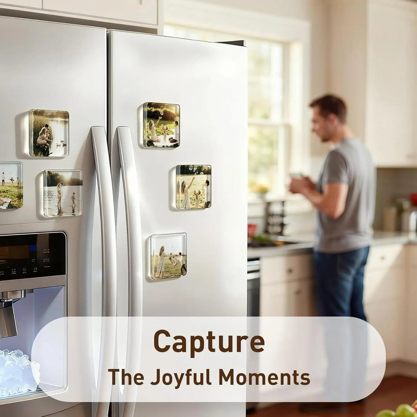 🎞✂ 10 Pack  2" x 2" Clear Acrylic DIY Fridge Magnet Set with Adhesive Backing – Square Magnetic Photo Frames with Stunning 3D Effect 💕