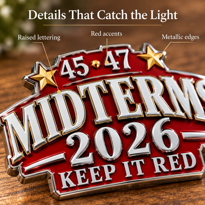 🇺🇸 Premium 3D Metal '45-47 Keep It Red' 2026 Midterms Car Emblem | Heavy-Duty Bumper Badge