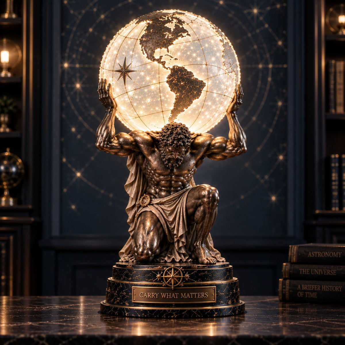 Atlas Illuminated World Globe Statement Lamp