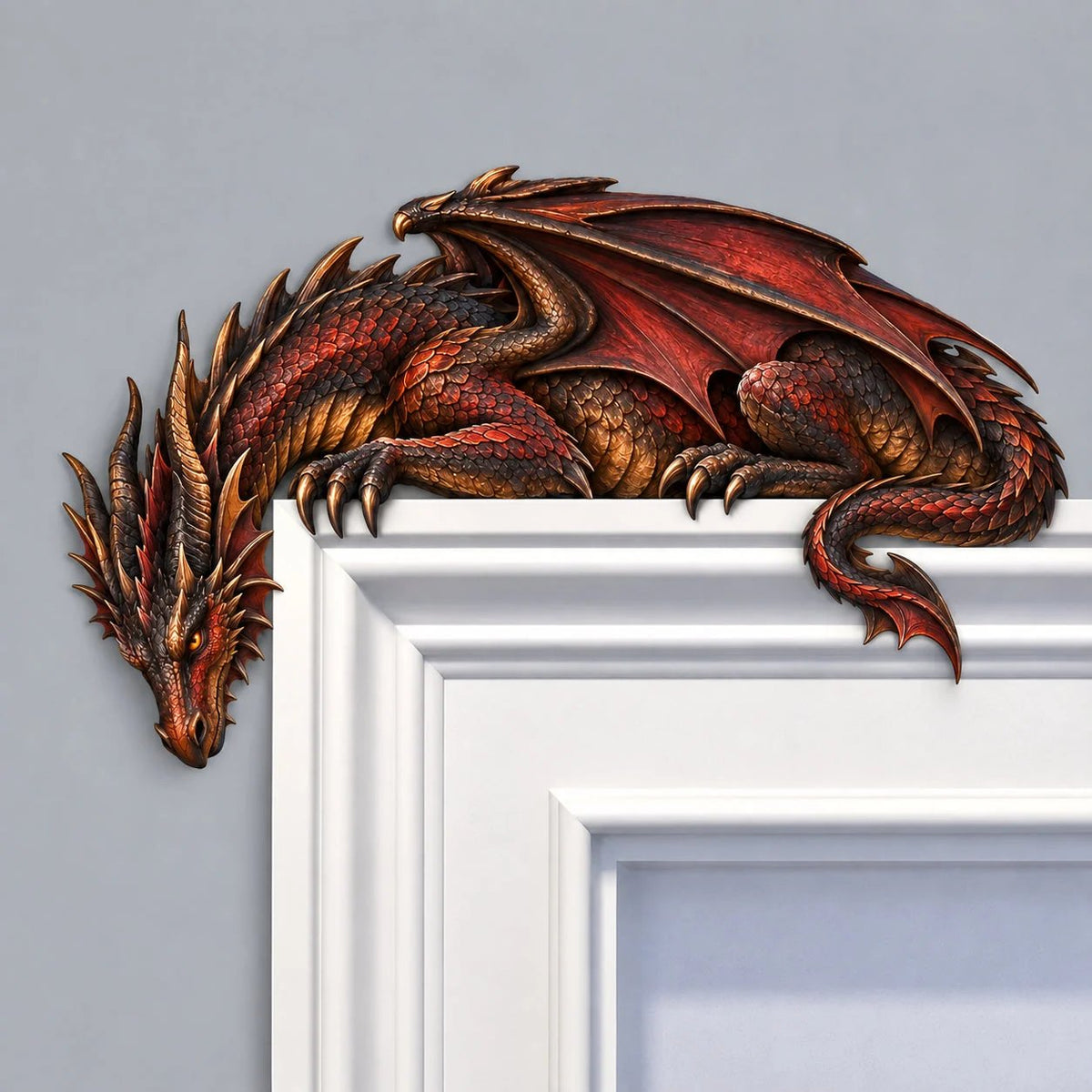 🐉🔥 Sleeping Dragon Door Topper | Medieval Fantasy Dragon Guardian Wall Décor for Doorway 🏰✨