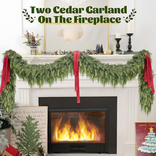 🎁Hot Sale Promotion 49% OFF🔥5-6 FT Christmas Cedar Garland for Mantle