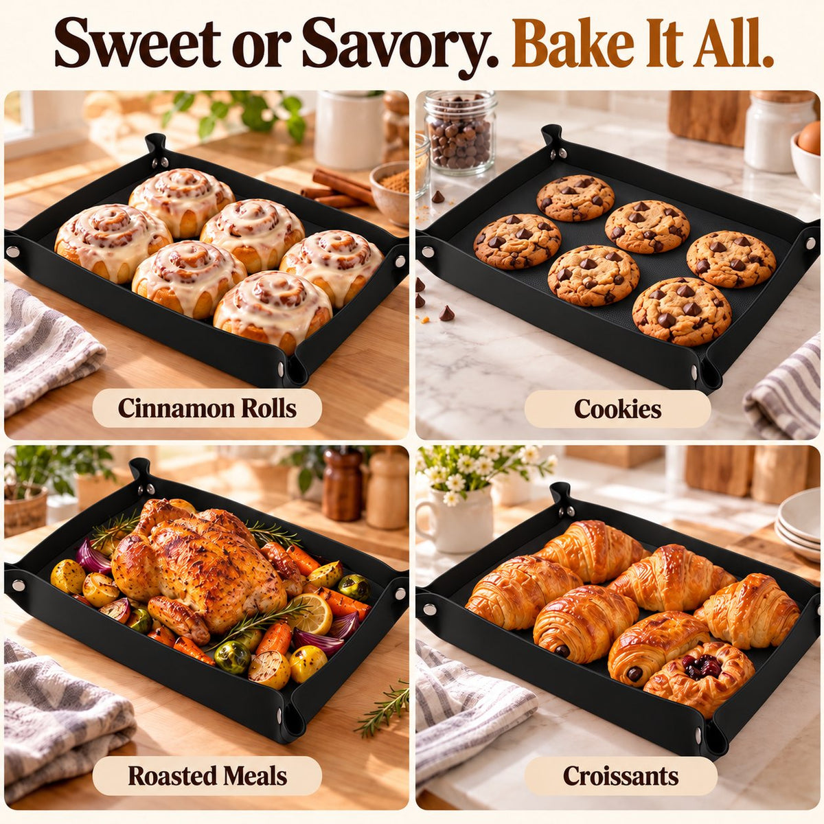 🍪 Foldable Silicone Baking Tray – Bake, Release & Store with Ease