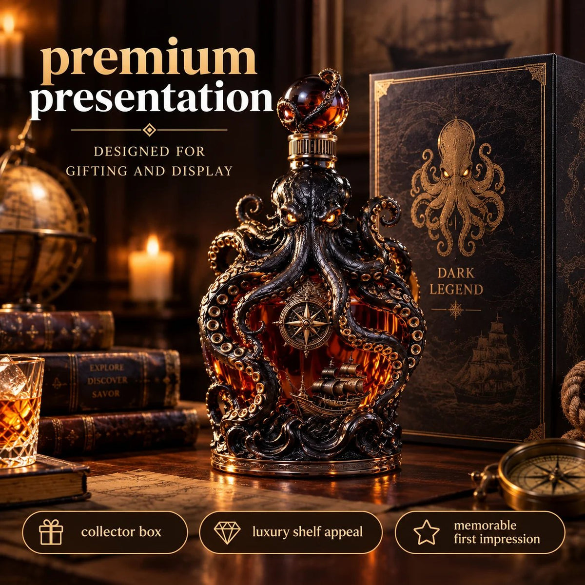 Dark Abyss Kraken Decanter – Sculpted Collector Bottle for Home Bar & Gifting(✨Buy 2 Free Shipping)