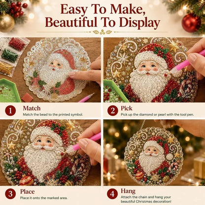 🎅Christmas Pre Sale 60% OFF!!🎄Christmas Pearl Diamond Art Hanging Ornament Kit | Resistant Non-Fading Pearl Beads DIY Handmade Holiday Hanging Decor 🎅💎