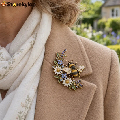 🐝 Bumblebee & Wildflower Meadow Brooch
