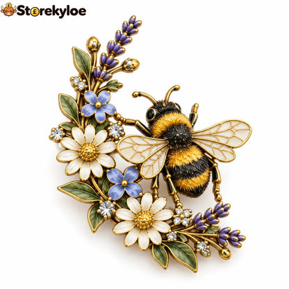 🐝 Bumblebee & Wildflower Meadow Brooch