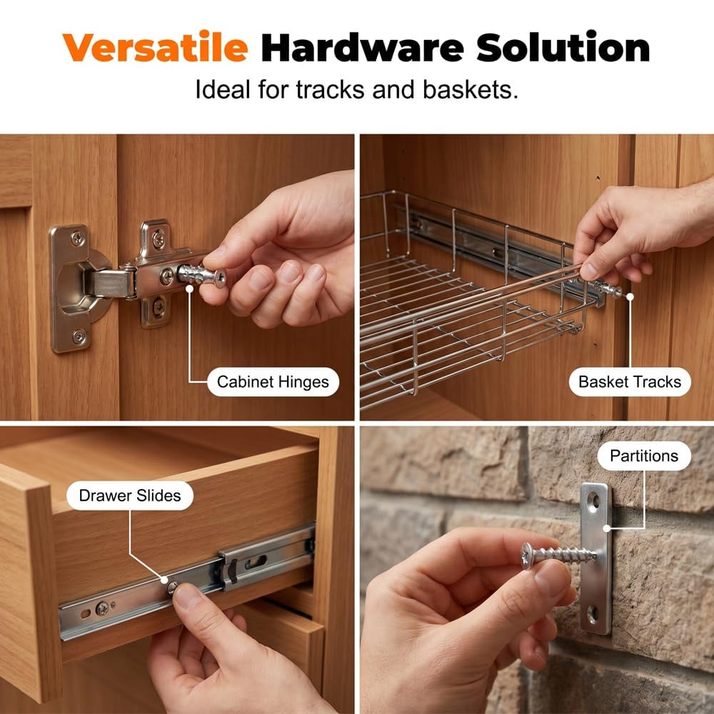 Expansion screw repair applications for hinges, slides, tracks and brackets
