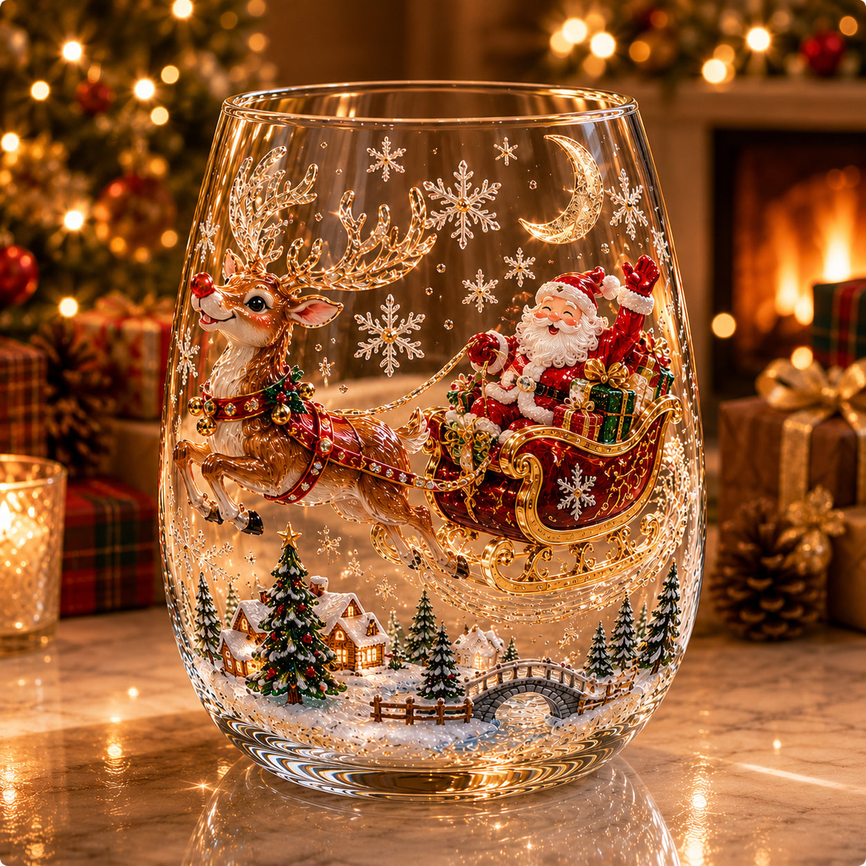 🎅 Magical Christmas 3D Glass Cup Collection