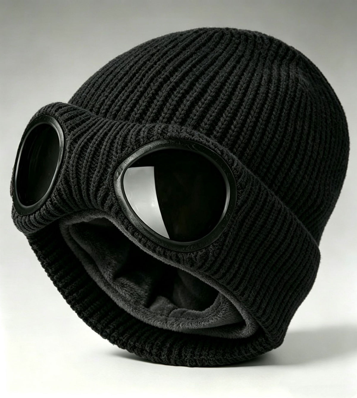 🌬️ Windproof Winter Beanie With Goggles, Warm Knit Hat for Outdoors