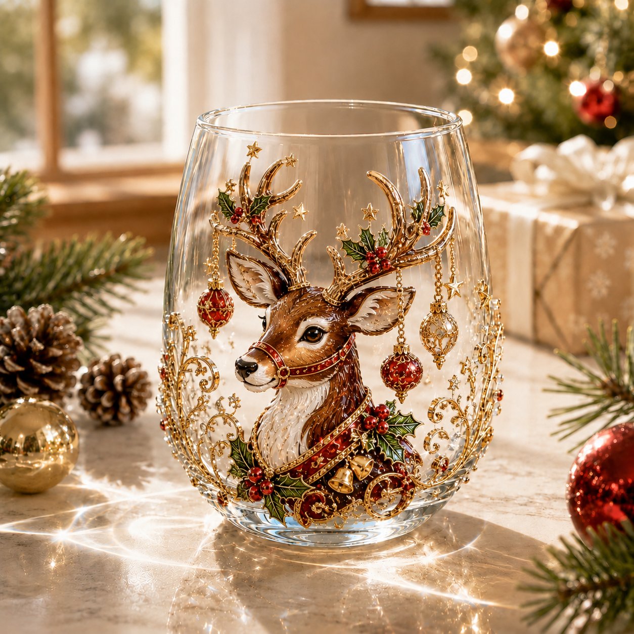 🎄✨ Christmas Glass Art Cup | Luxury Holiday Glassware for Drinks, Decor & Christmas Gifts 🎁