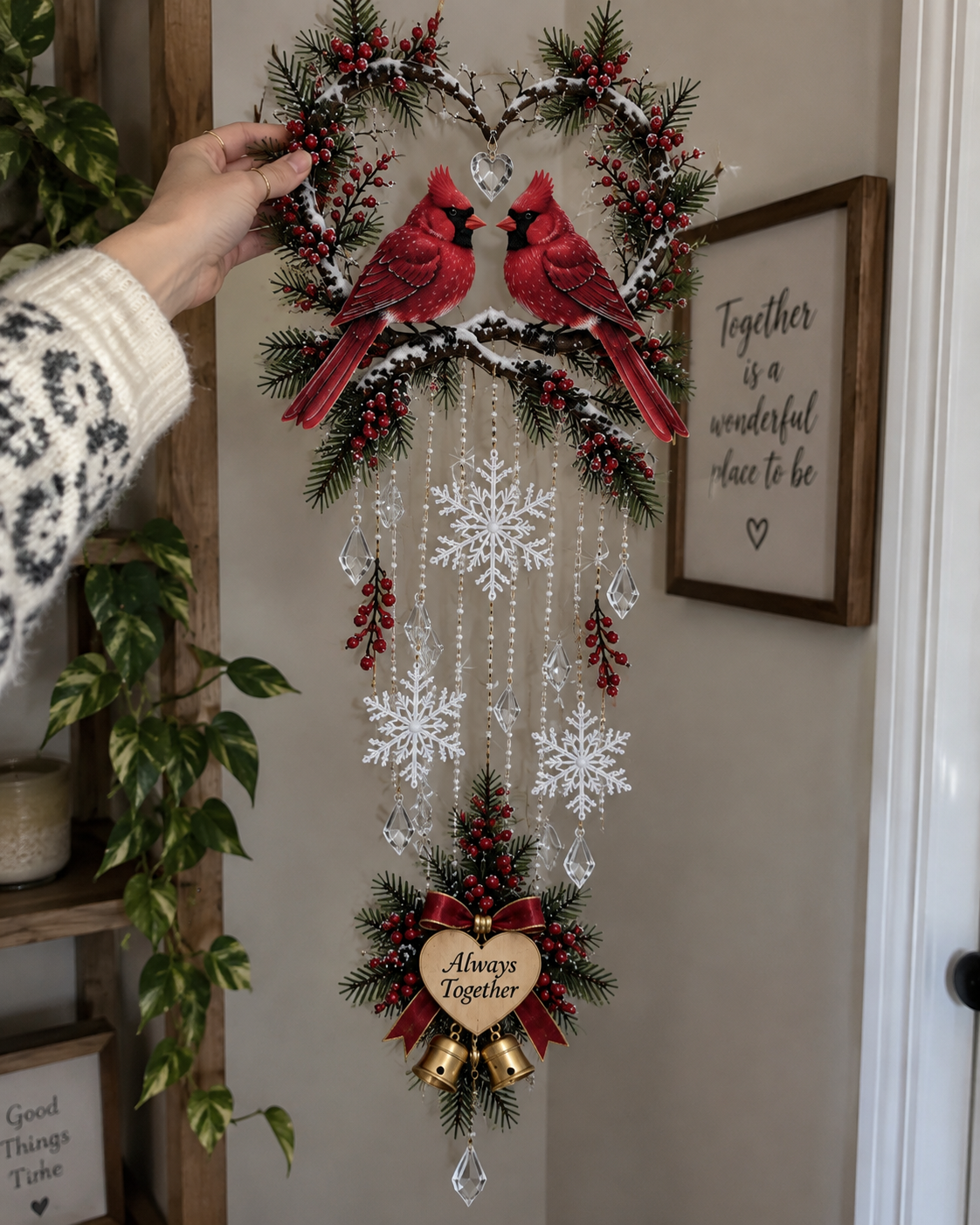🐦 Always Together Cardinals™ – Lighted Christmas Wall Decor