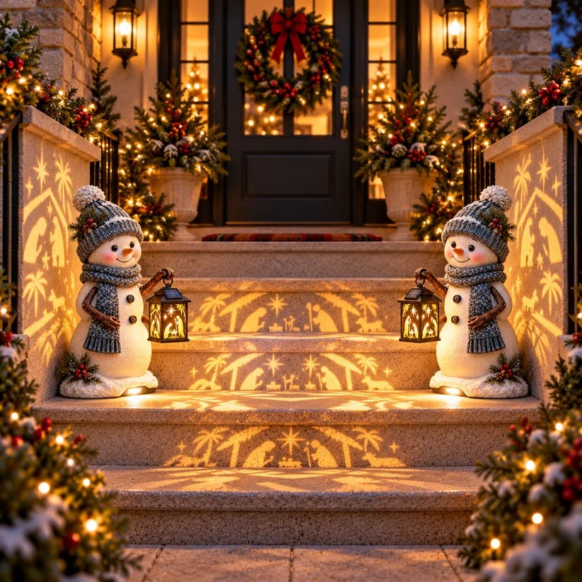 Christmas snowman lantern display