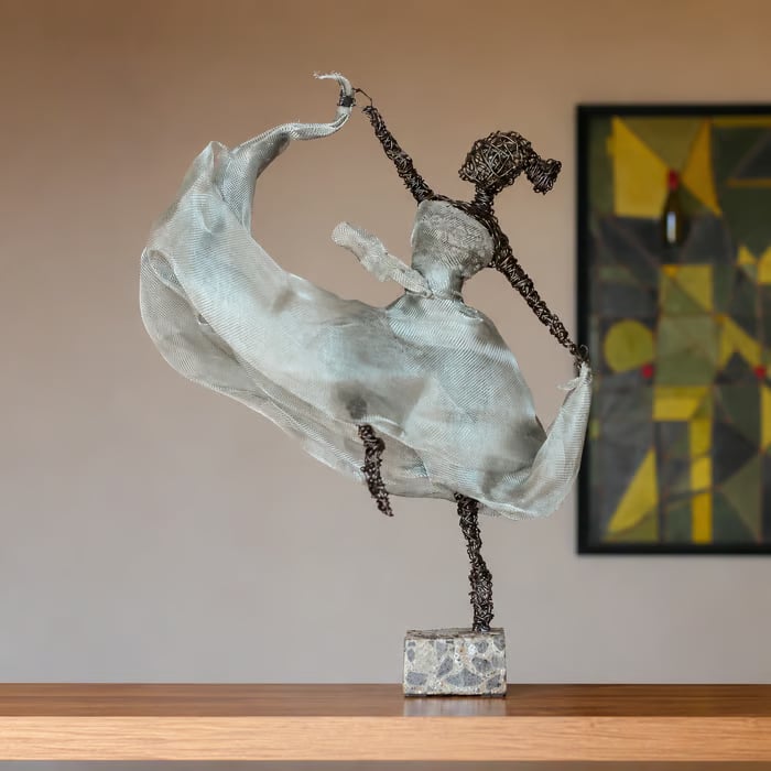 💃Wire Female Ballet Sculpture | Unique Handcrafted Art Ornament, Elegant Decor for Living Room & Art Lovers🎁
