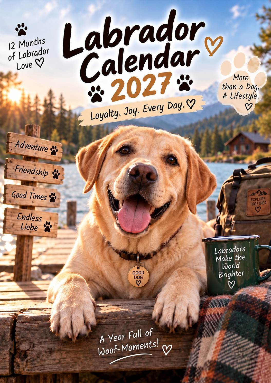 🐾🐶Labrador Calendar 2027 – Funny 12-Month Wall Calendar for Labrador Lovers & Dog Owners