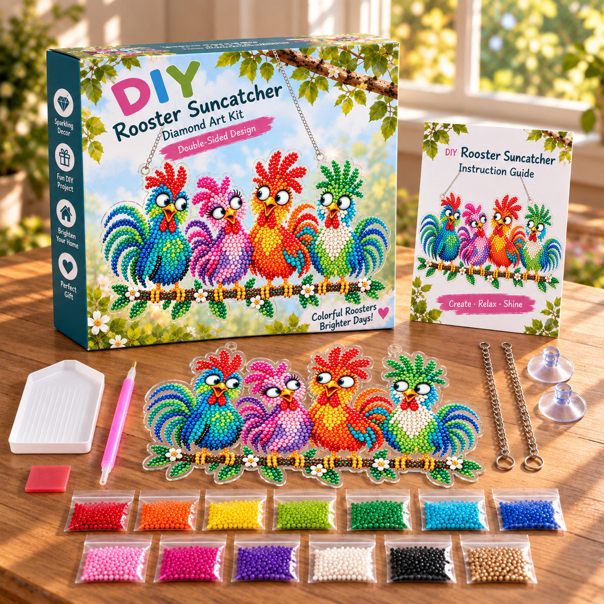 🐦✨ Sunny Birds Diamond Art Suncatcher DIY Kit