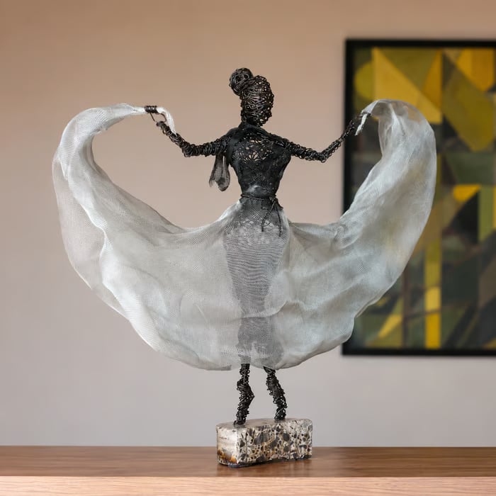 💃Wire Female Ballet Sculpture | Unique Handcrafted Art Ornament, Elegant Decor for Living Room & Art Lovers🎁
