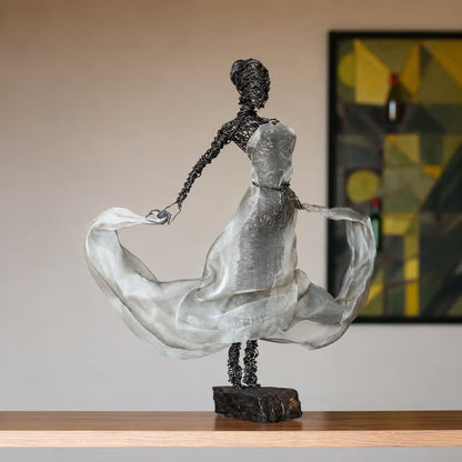 💃Wire Female Ballet Sculpture | Unique Handcrafted Art Ornament, Elegant Decor for Living Room & Art Lovers🎁