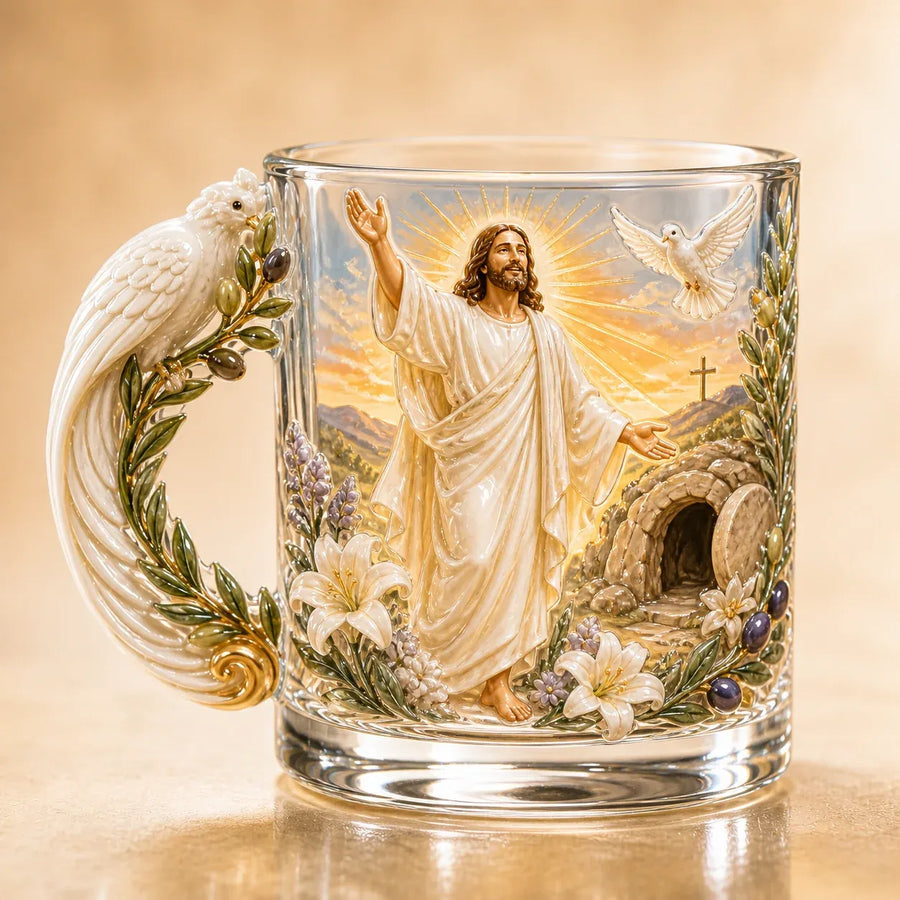 Resurrection Morning devotional glass mug style