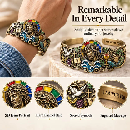 ⭐Faith Inspired Jesus Cuff Bracelet | Antique Brass With Scripture Message