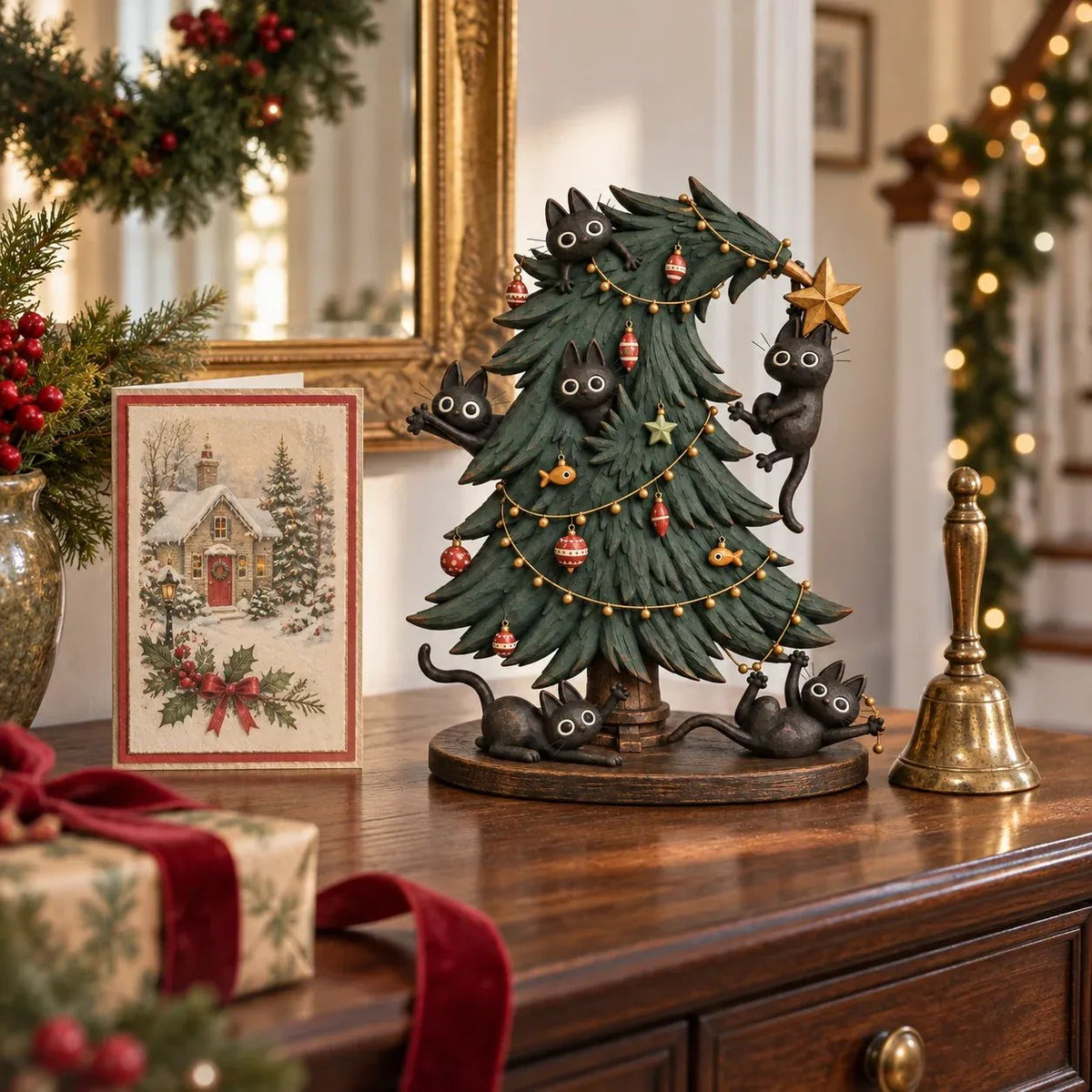 🎄🐱 Cute Black Cat Christmas Tree Decor