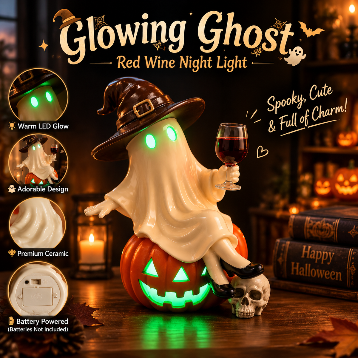 👻🍷Ghost Wine Night Halloween Decor