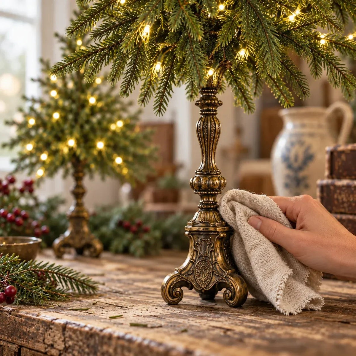 🎄🌙Vintage Lighted Norfolk Pine Trees