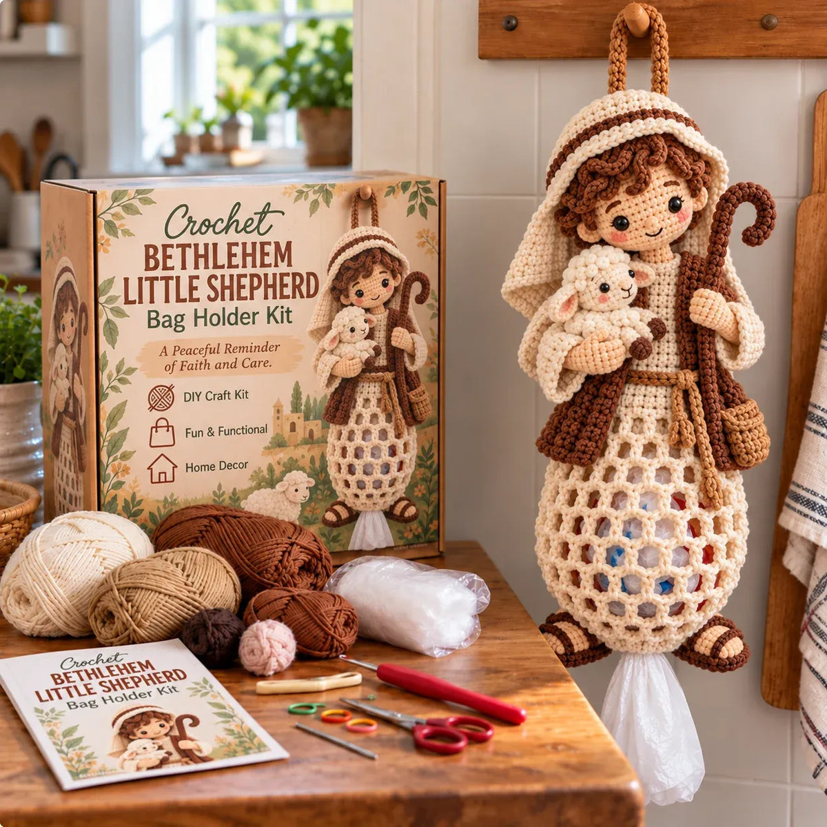 🧶 Beginner-Friendly Blessed Home Crochet Bag Holder DIY Kit | 4 Faith-Inspired Designs with Yarn, Tools & Guide Included ✝️