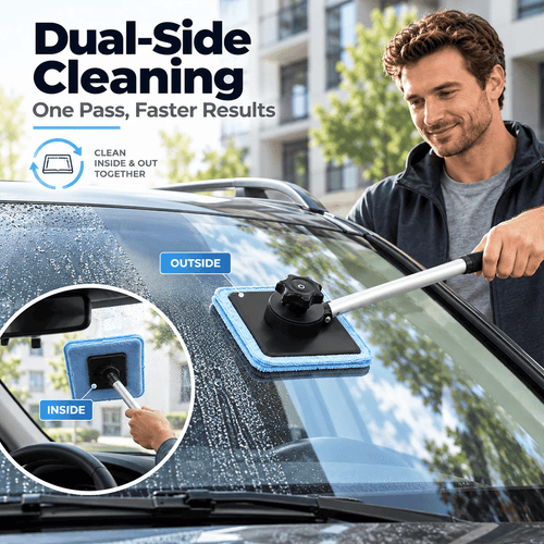 Dual Magnetic Car Windshield Cleaner | Streak-Free Auto Glass Cleaning Kit