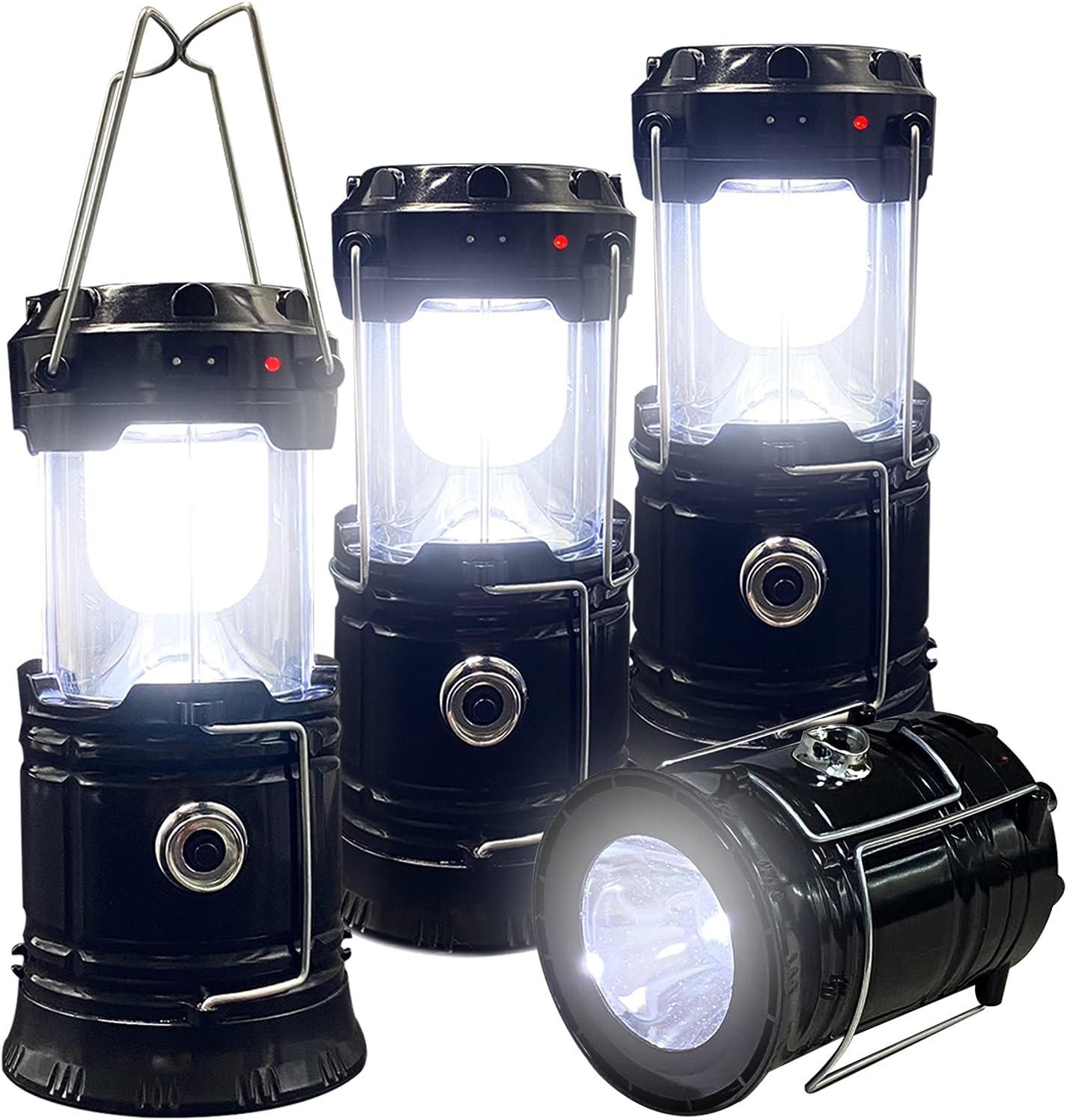 💡 Collapsible Portable LED Camping Lantern Lightweight Waterproof Solar USB Rechargeable LED Flashlight