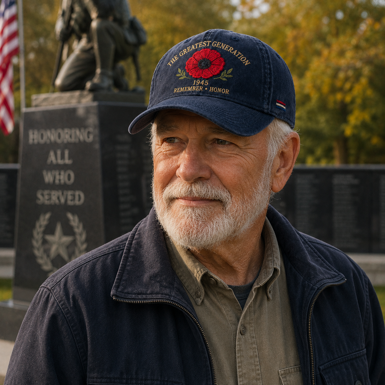 🎁 The Greatest Generation 1945 Memorial Poppy Cap – Remember & Honor