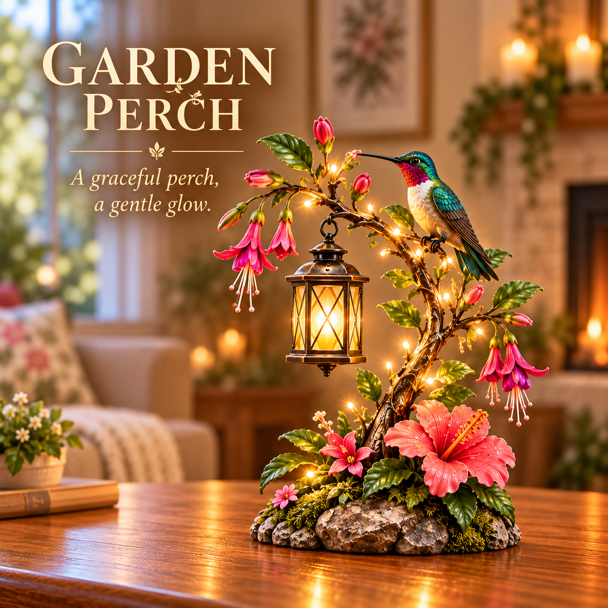 ⏰Limited Stock 50% OFF - 🌺 Hummingbird Garden Lantern Light | Lighted Floral Table Decor