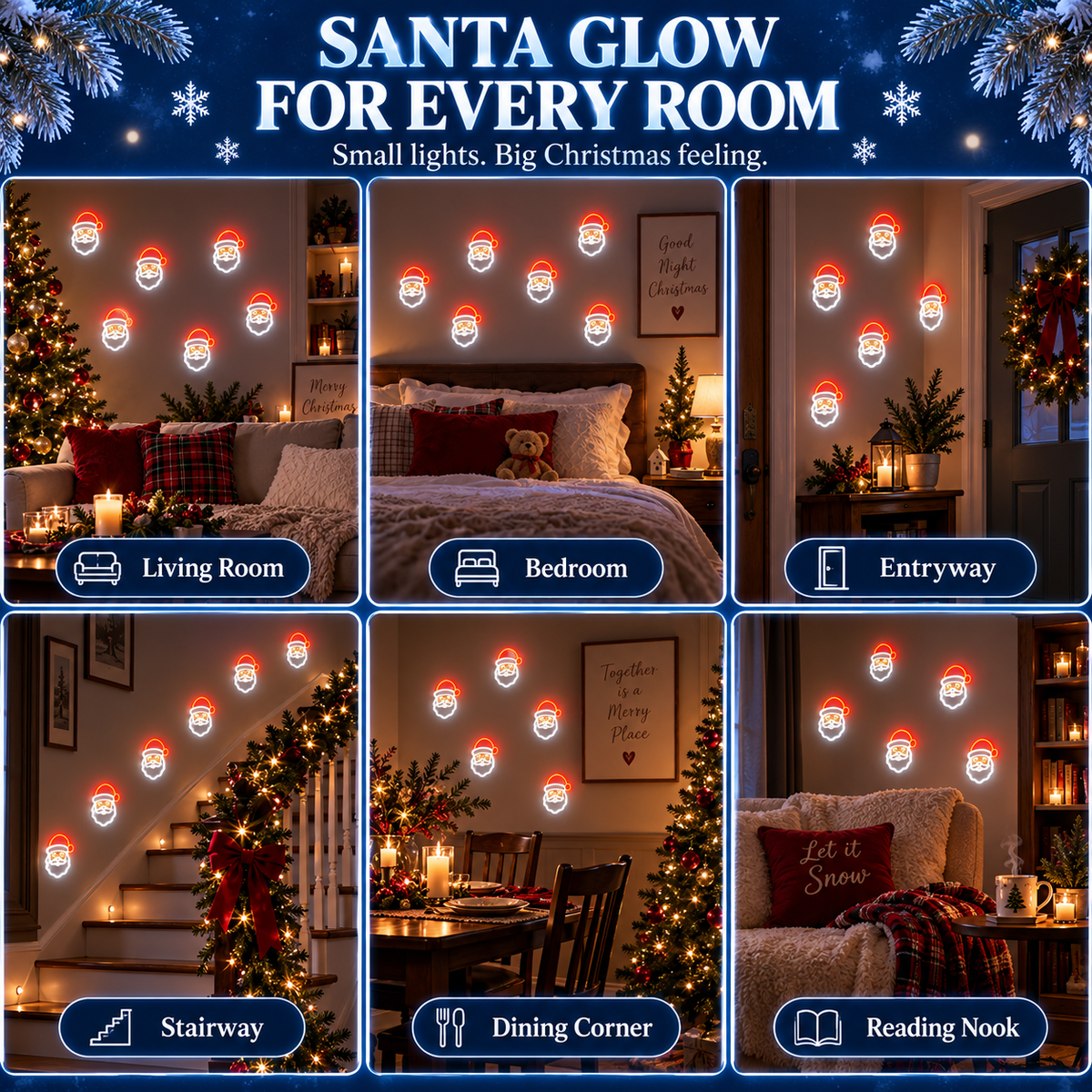 🔥Christmas early bird price-🎅Santa Mini LED Wall Light Set（10PCS）