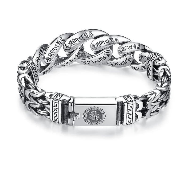 Complete silver mantra bracelet with secure clasp
