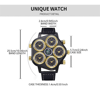 5 Dial Ultra Large Enormous Mens Wrist Accessory Watch