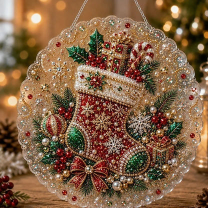 🎅Christmas Pre Sale 60% OFF!!🎄Christmas Pearl Diamond Art Hanging Ornament Kit | Resistant Non-Fading Pearl Beads DIY Handmade Holiday Hanging Decor 🎅💎