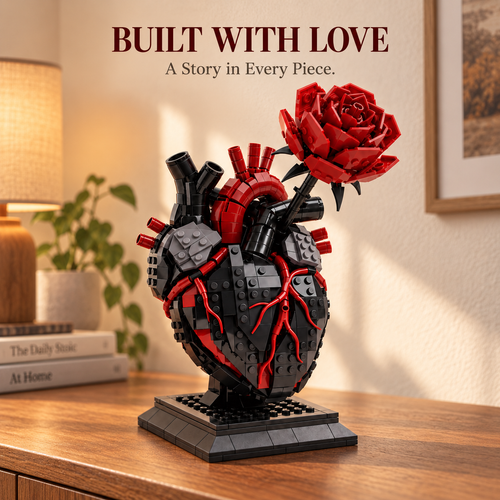 🌹My Heart Is Still Yours –🫀Gothic Flaming Heart Rose Gift Brick Set