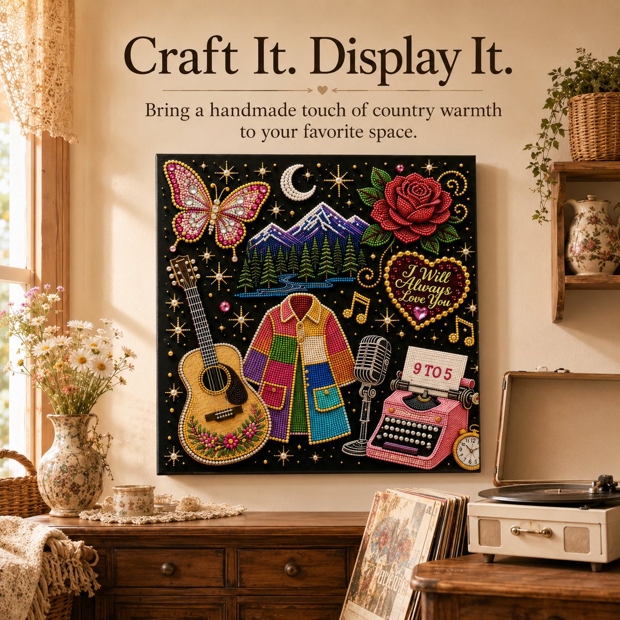 🎤 Premium 3D Pearl Dolly Country Music Tribute Art Kit | Luxury Flocked Canvas with Scratch-Resistant Non-Fading Acrylic Resin Pearls & Faceted Drills DIY Keepsake Decor 💎✨
