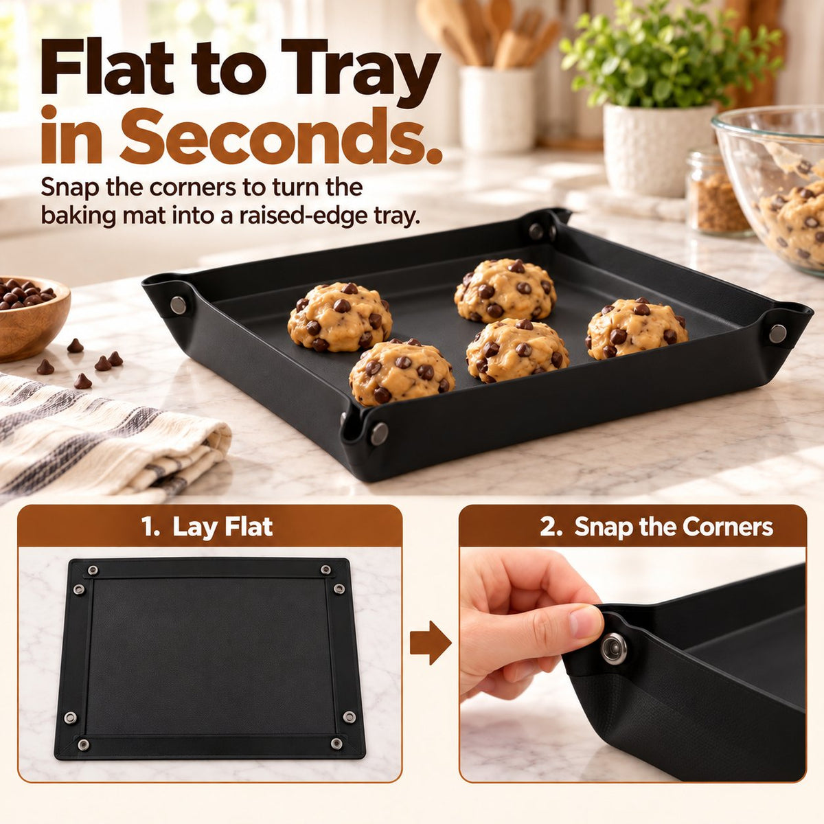 🍪 Foldable Silicone Baking Tray – Bake, Release & Store with Ease