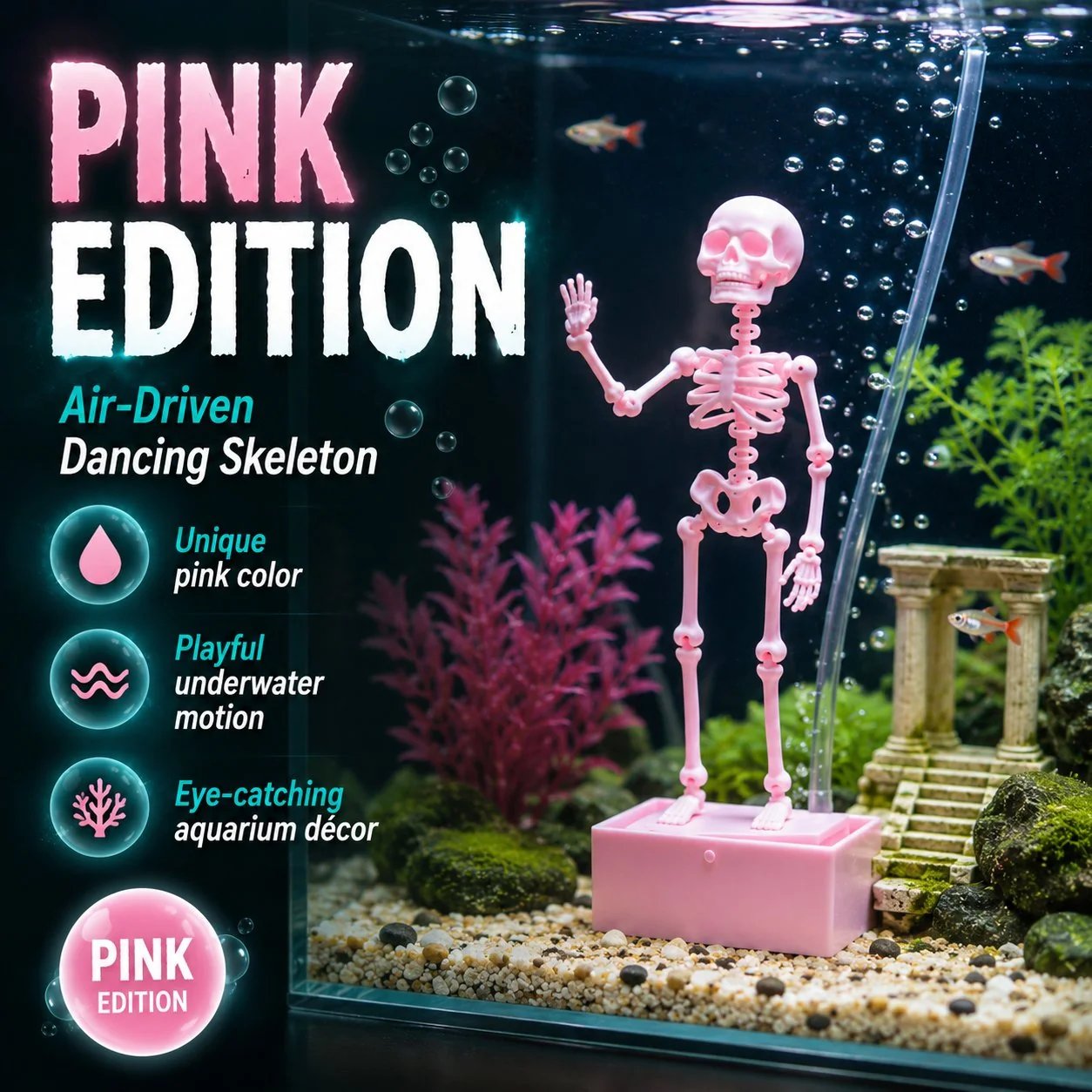 Air-Driven Dancing Skeleton Aquarium Ornament