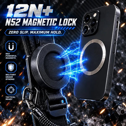 🔥HOT SALE🔥Tactical Magnetic Quick-Release Phone Mount — EDC Belt & Backpack Holster with Anti-Drop Coil Lanyard