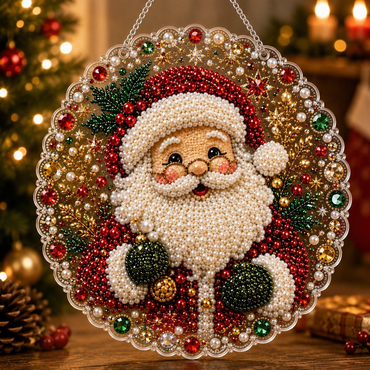 🎅Christmas Pre Sale 60% OFF!!🎄Christmas Pearl Diamond Art Hanging Ornament Kit | Resistant Non-Fading Pearl Beads DIY Handmade Holiday Hanging Decor 🎅💎