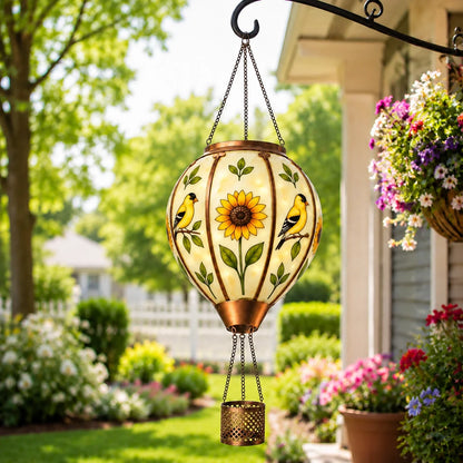Hot Air Balloon Solar Lantern With Flame Effect