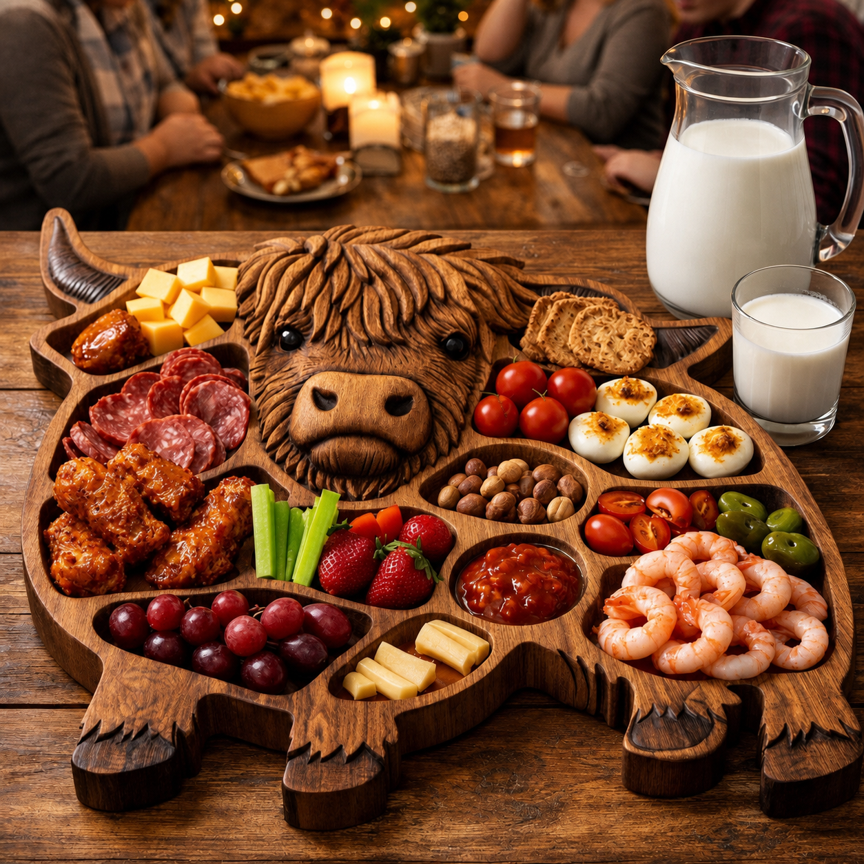 Highland Cow Wooden Charcuterie Board