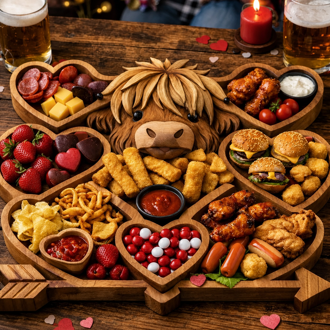 Highland Cow Wooden Charcuterie Board