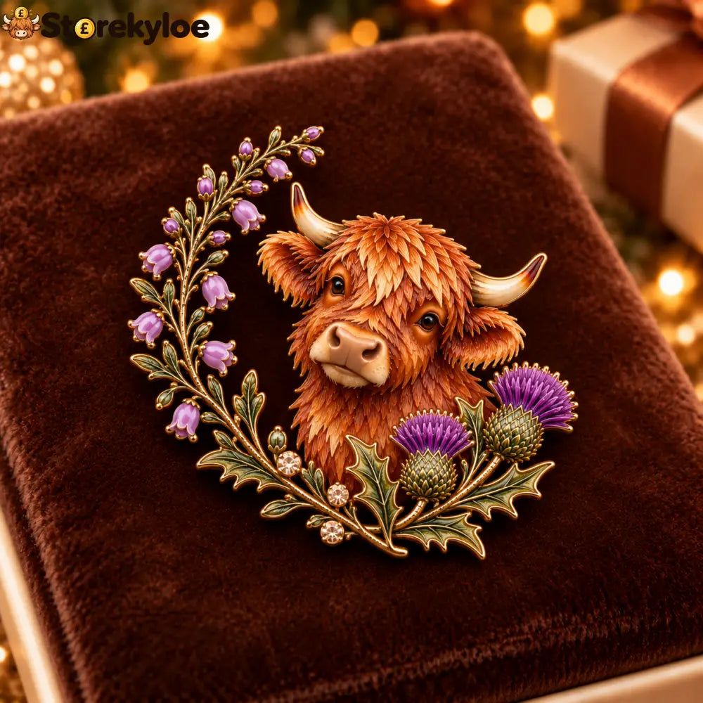 Highland Cow & Thistle 🏴󠁧󠁢󠁳󠁣󠁴󠁿 Scottish Heritage Enamel Brooch
