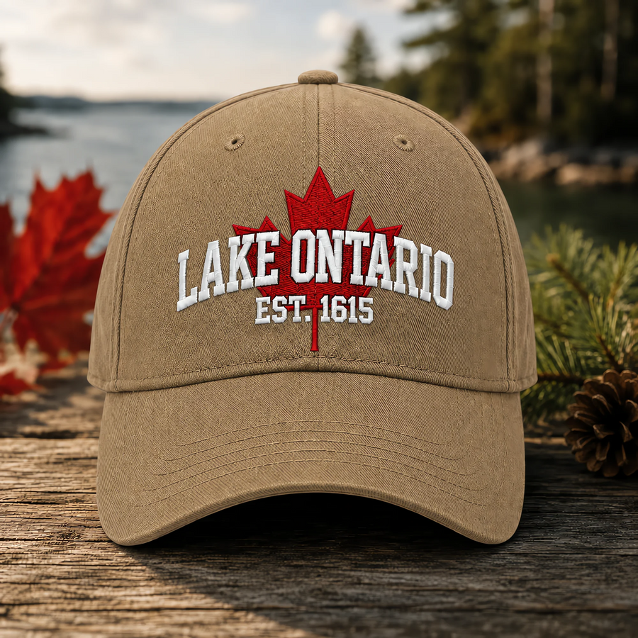 Khaki Lake Ontario embroidered cap